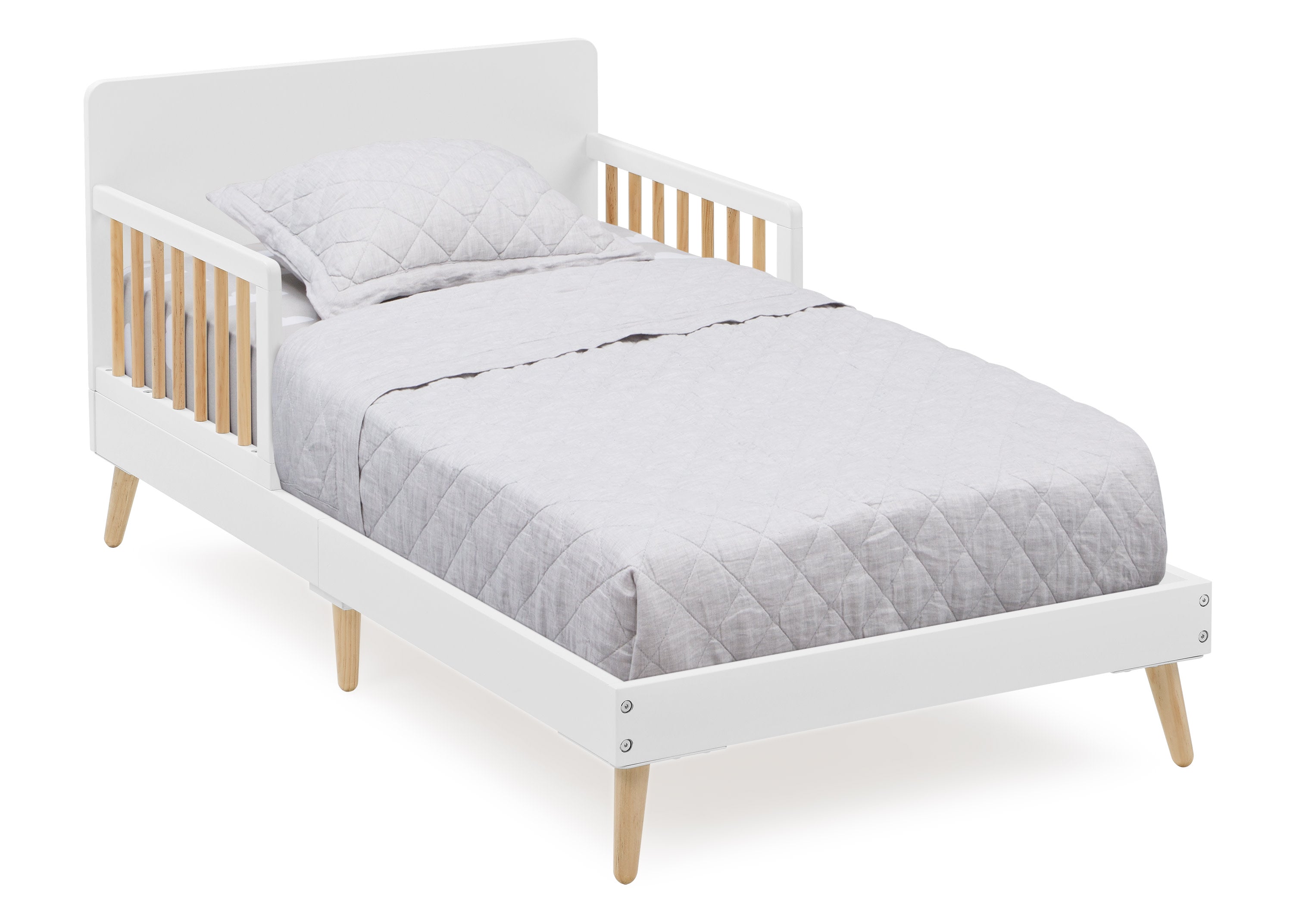 Logan Wood Toddler Bed - Solid Wood Convertible Crib for Kids, Safe & Sturdy Baby Bed for Boys & Girls - Perfect for Nursery, Daycare & First Big Kid Bed