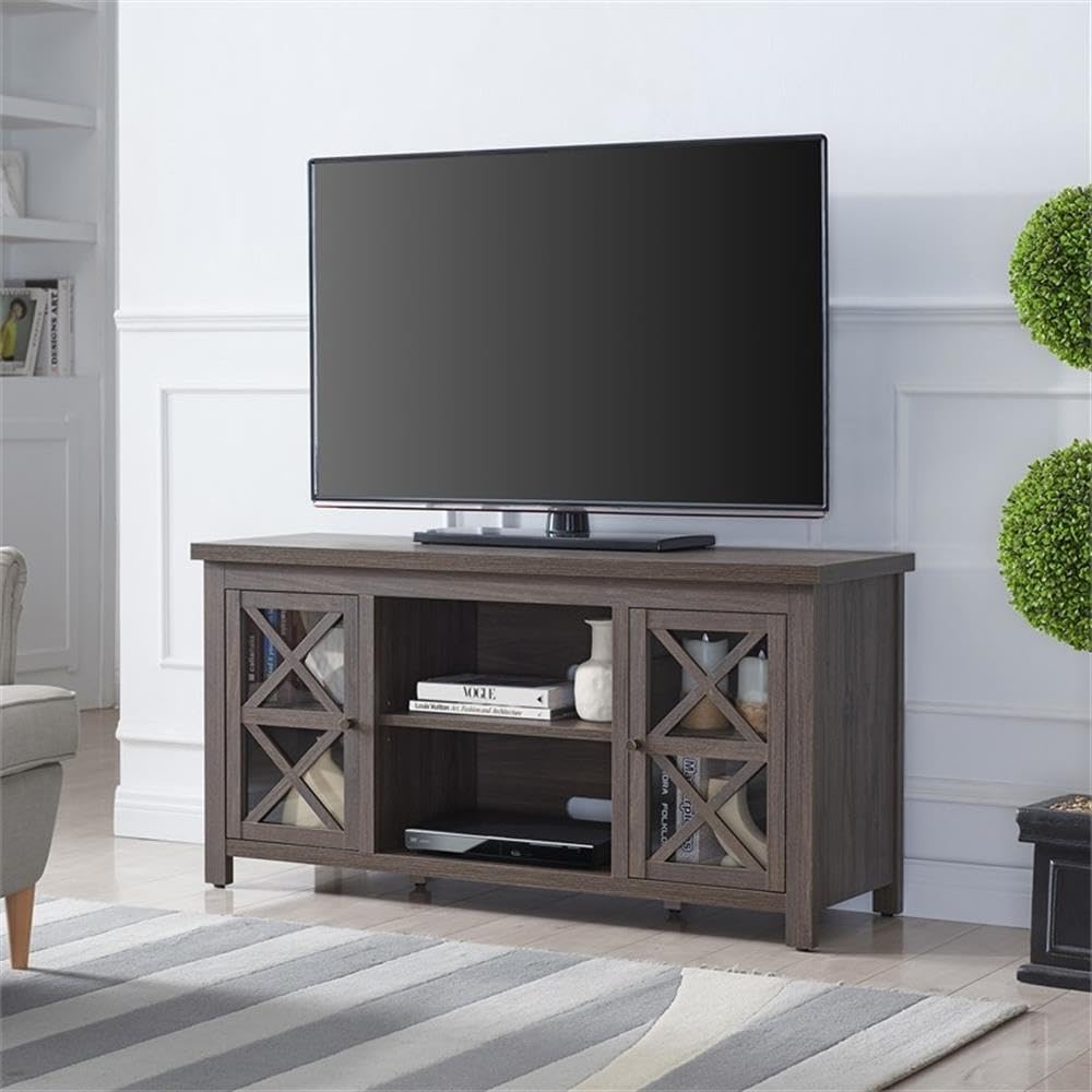 Henn&Hart 55 Inch TV Stand - Modern Alder Brown Wood Entertainment Center for Living Room, Bedroom & Home Theater - Fits Flat Screen TVs up to 55 Inches