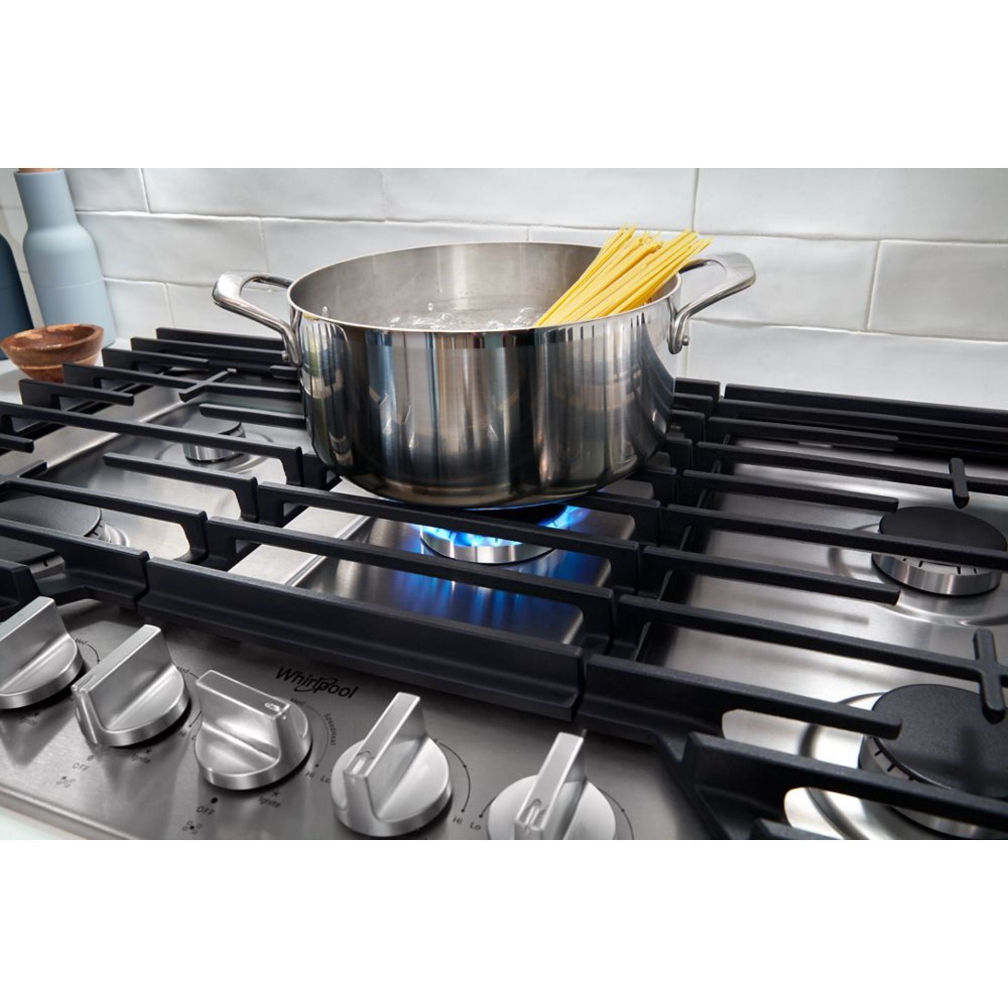 Whirlpool 30 Inch Gas Cooktop - WCGK7530PS Stainless Steel Professional Range for Home Kitchen Cooking, Grilling & Baking
