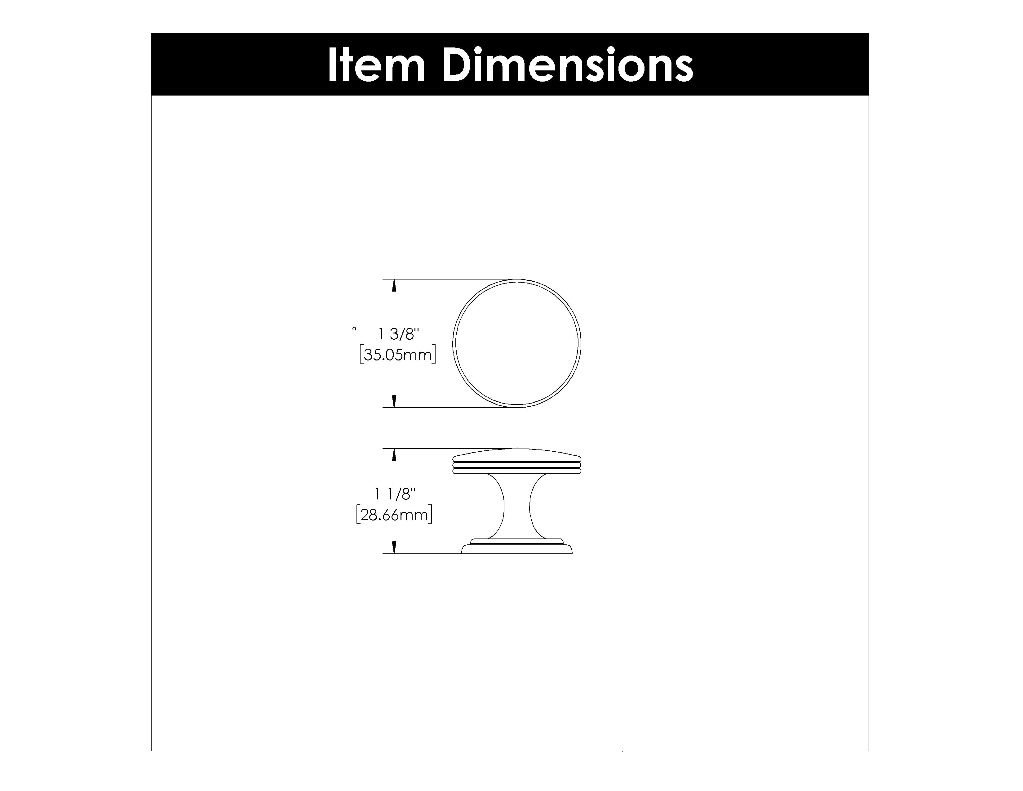 1 3/8 Inch American Diner Cabinet Knob - Black Nickel Finish for Kitchen, Bathroom & Furniture Hardware Upgrade
