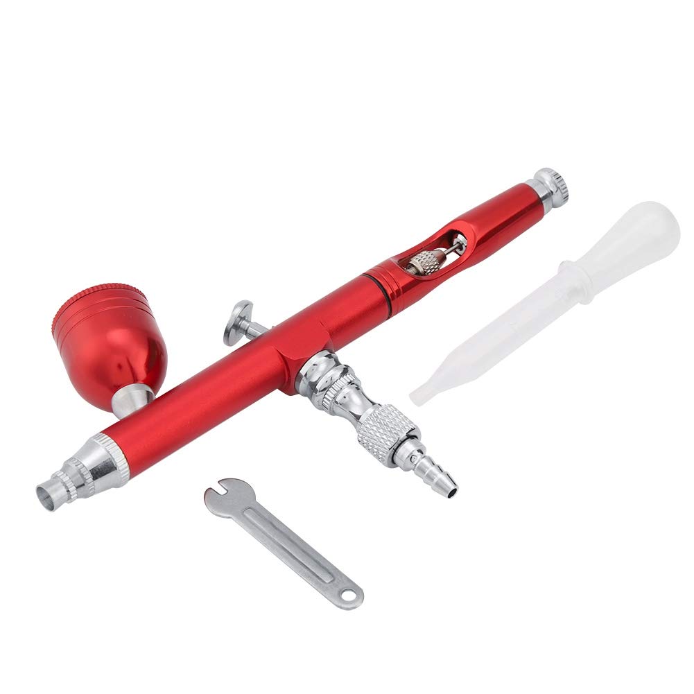 Professional Airbrush Kit - 0.3mm Nozzle Paint Spray Gun with Mini Air Compressor & Cup for DIY, Crafts, Automotive, and Home Improvement Projects (Red)