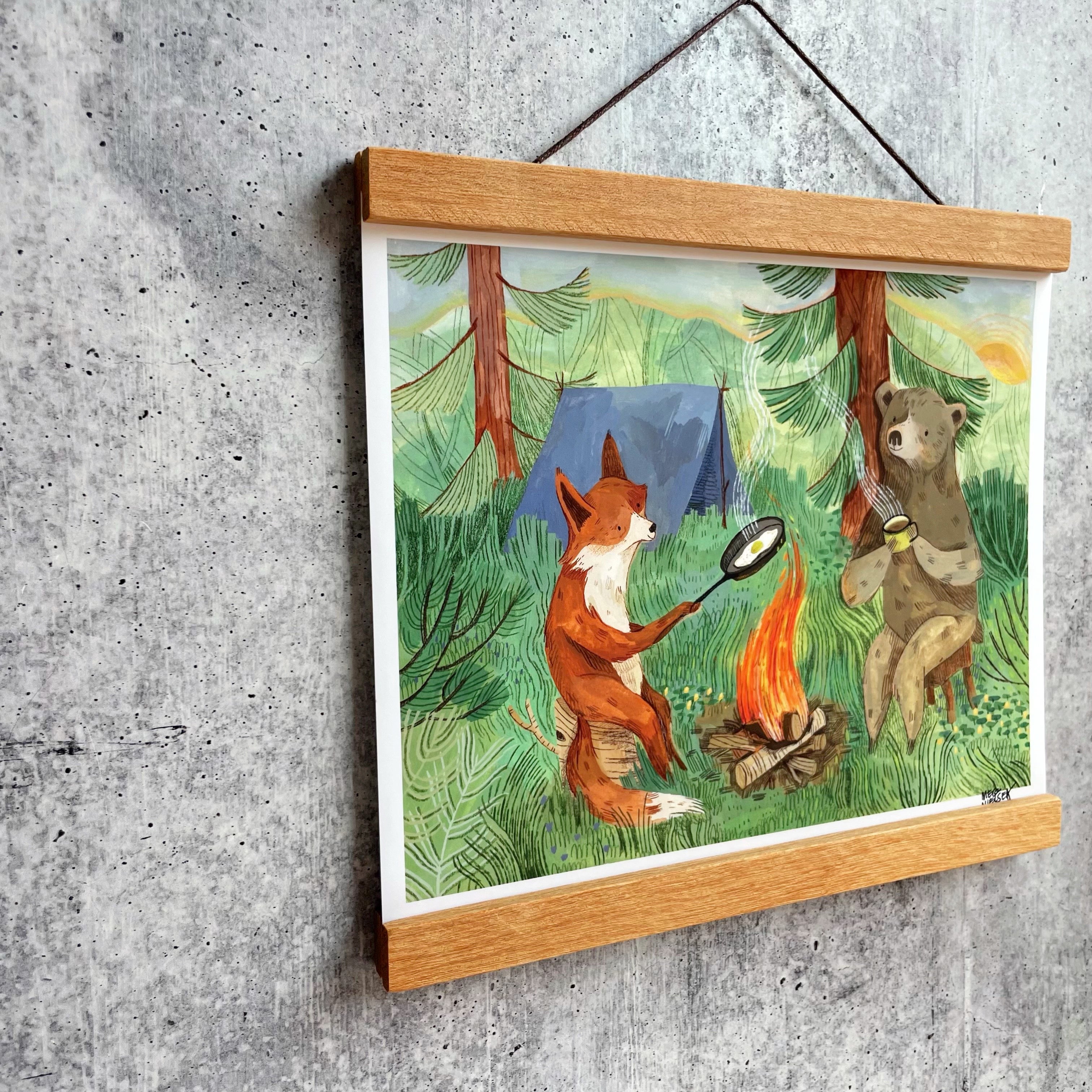 Bonfire Mornings Print - Cozy Camping Wall Art Decor for Cabin, RV & Home - Perfect for Outdoor Enthusiasts & Nature Lovers
