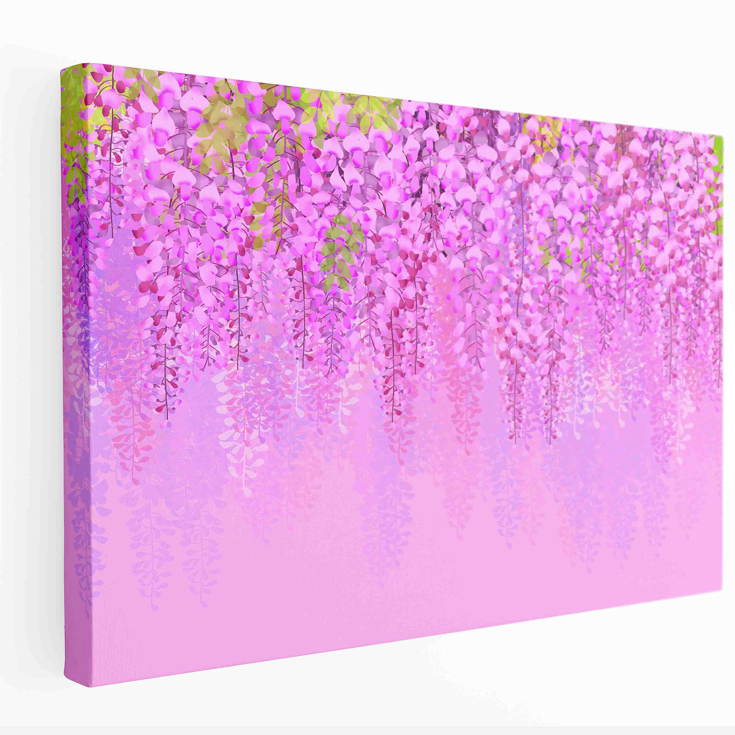 Purple Pink Wildflower Wall Art - Colorful Floral Canvas Painting Print 16x24 for Home Decor, Living Room, Bedroom, Bathroom & Office | Vibrant Flower Leaf Pictures for Modern Interior Design