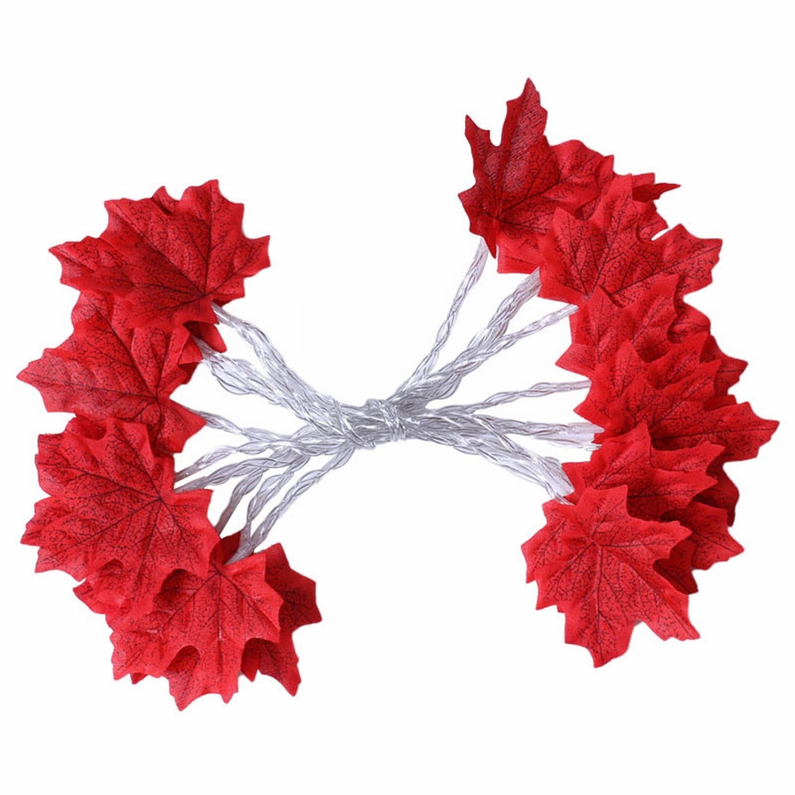 KSHQU 10M 100 LED Maple Leaf String Lights - Battery Operated for Thanksgiving & Halloween Decorations - Indoor & Outdoor Use - Double Leaf Design with 3 Battery Boxes - Perfect for Parties, Weddings, and Home Decor