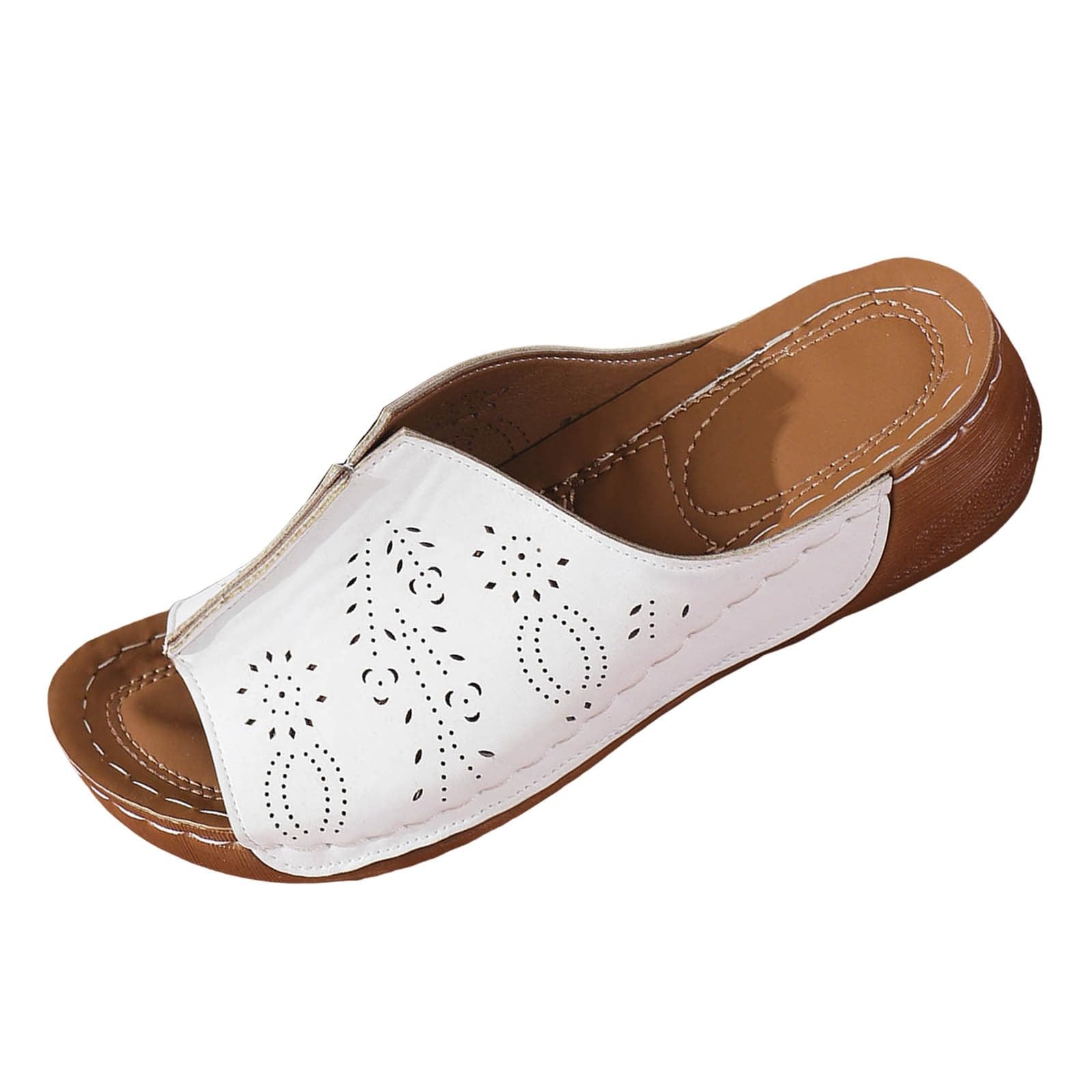 Women's Comfortable Faux Leather Wedge Sandals - Open Toe Platform Summer Sandals for Walking, Beach & Casual Wear | Slip-On Design with Cushioned Footbed for All-Day Comfort
