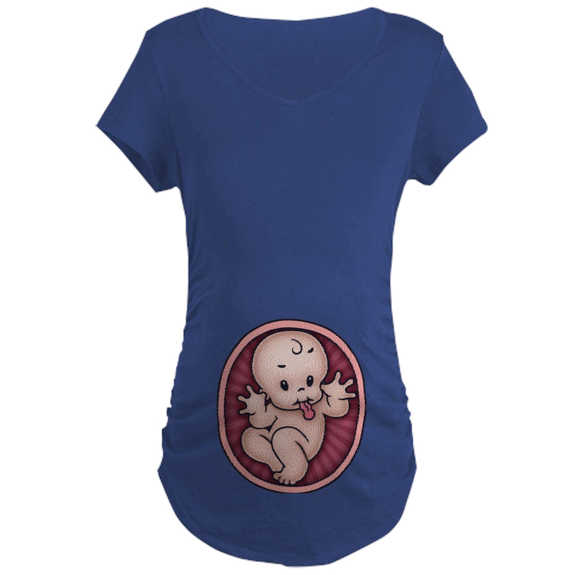 Razz Baby Maternity Dark T-Shirt - Women's Ruched Side Pregnancy Tee for Expecting Moms | Comfortable Maternity Wear for Casual Outings & Baby Showers