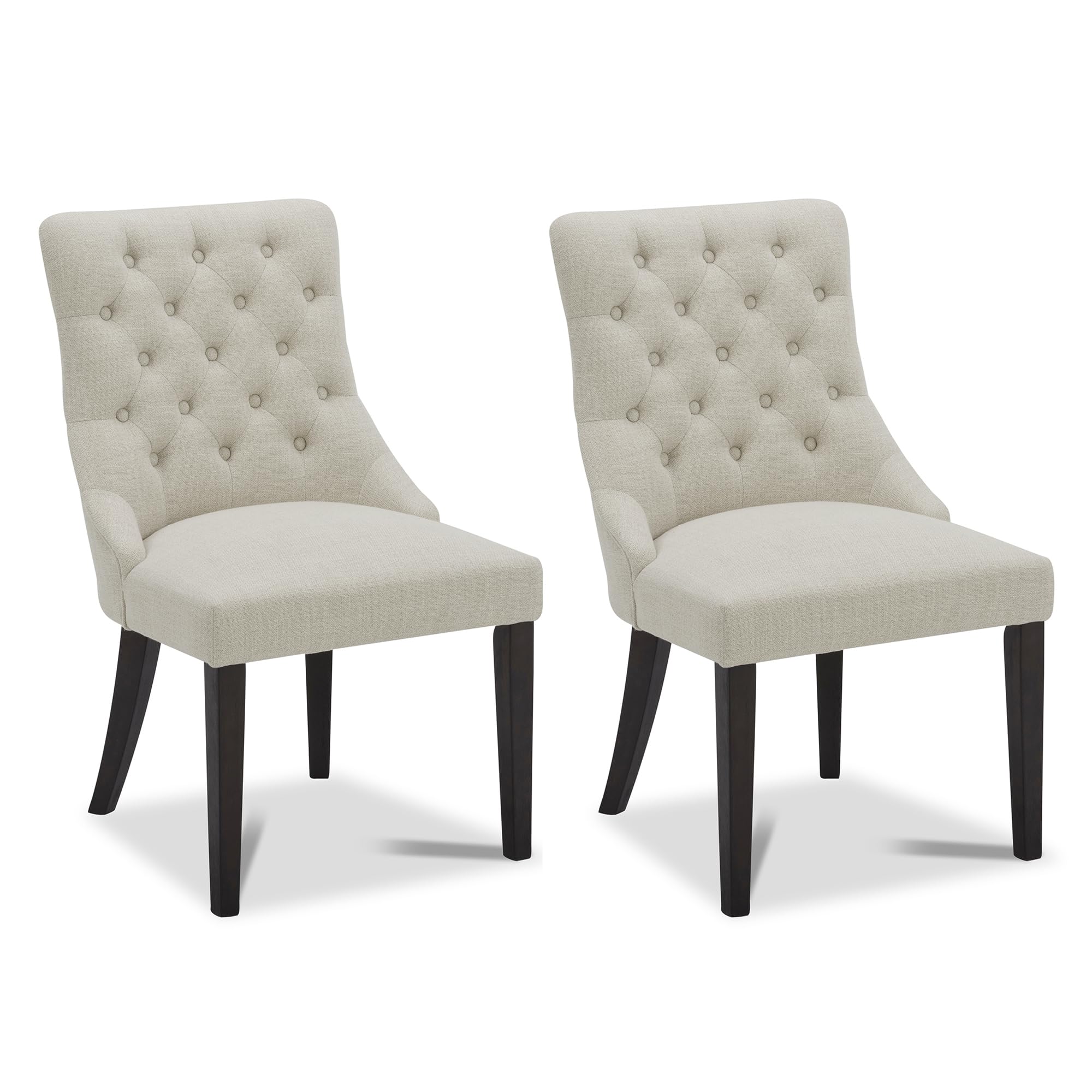 CHITA Farmhouse Tufted Dining Chairs Set of 2 - Modern Upholstered High Back Fabric Dining Room Chairs in Linen - Perfect for Kitchen, Dining Room, and Farmhouse Decor