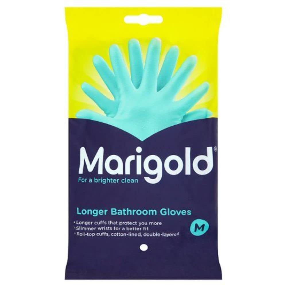 Premium Marigold Medium Bathroom Gloves - 1 Pair for Cleaning, Dishwashing & Household Chores - Soft, Durable & Latex-Free Rubber Gloves for Women & Men