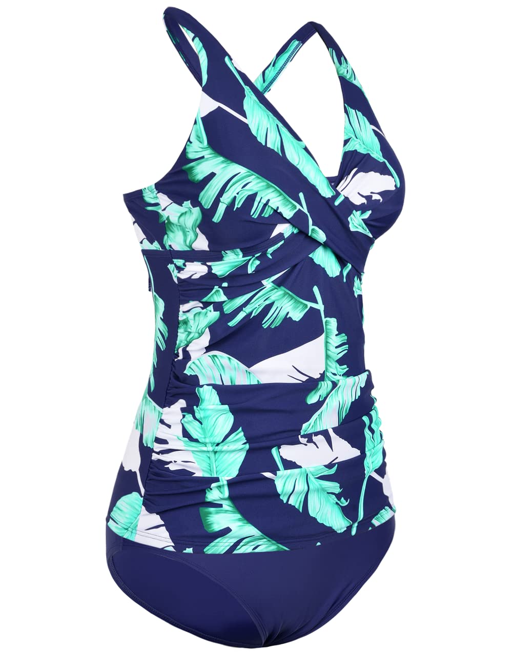 Hilor Women's Tankini Swimsuits - Front Twist V-Neck Tummy Control Two Piece Bathing Suit with Shirred Design | Perfect for Beach Vacations, Pool Parties & Summer Getaways