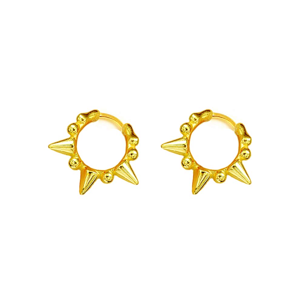 Punk Ball Bead Spikes Stud Small Hoop Earrings for Women & Teen Girls - 925 Sterling Silver Mini Dot Charms Huggie Hoops - Cuff Cartilage Stud Tragus Helix Wrap Earrings - Rock Fashion Jewelry for Parties, Concerts & Daily Wear