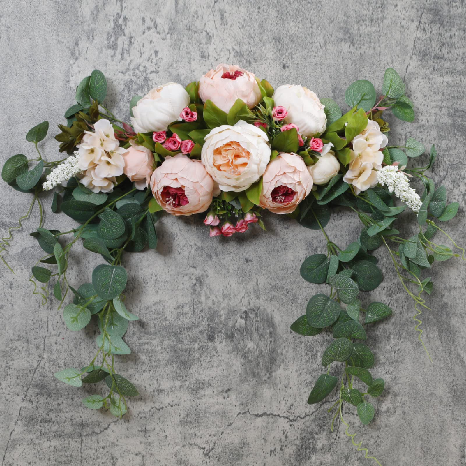 Artificial Peony Flower Wreath for Wedding & Home Decor - Champagne