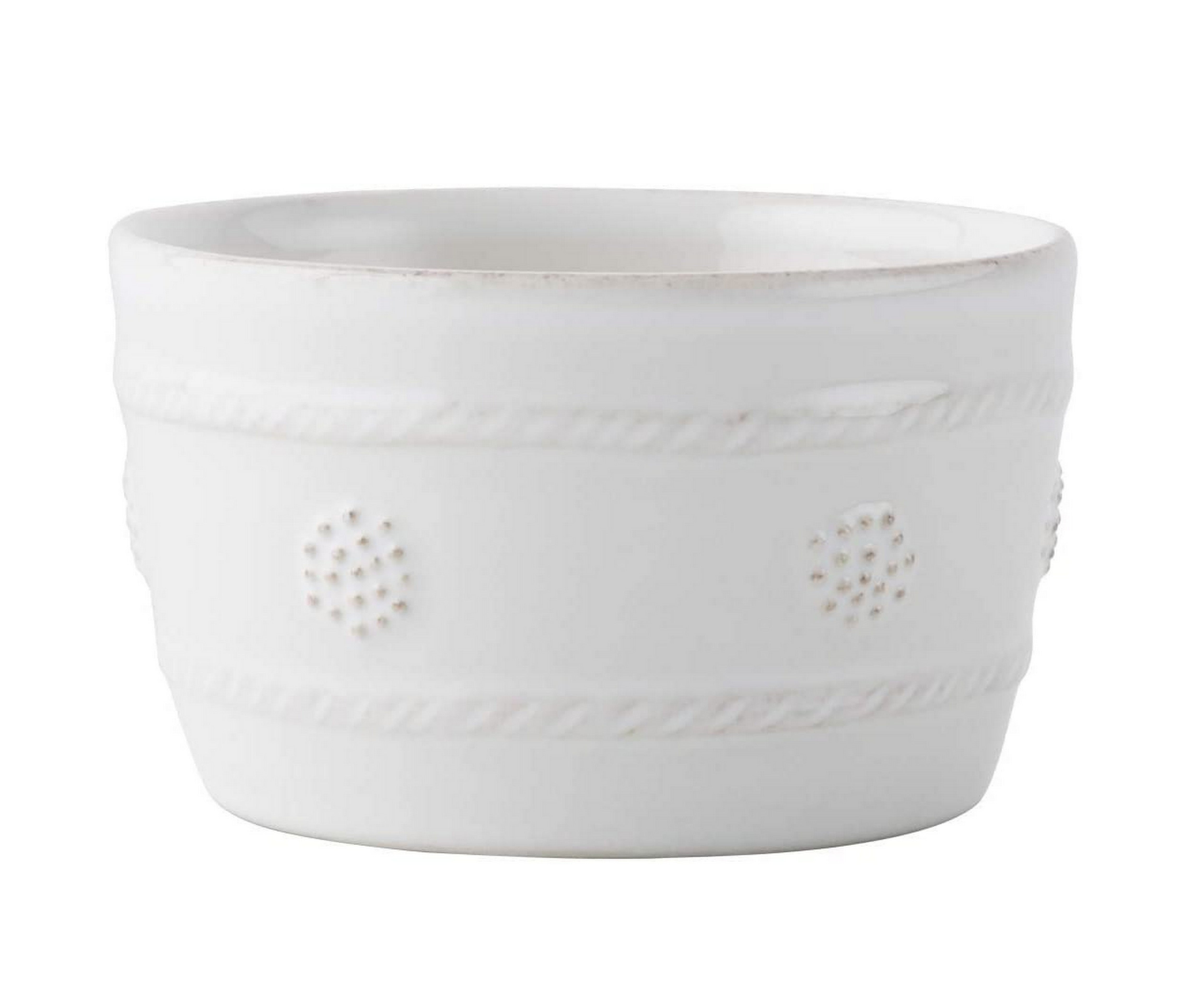 Juliska Berry and Thread Ramekin Set - Whitewash Ceramic Baking Dishes for Soufflés, Crème Brûlée & Desserts - Perfect for Dinner Parties, Holiday Baking & Elegant Table Settings