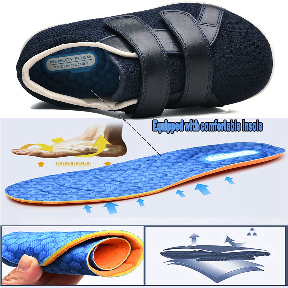 **JBTNBX Men's Wide Width Adjustable Lightweight Walking Shoes for Edema & Diabetic Comfort - Indoor/Outdoor Sneakers for Elderly Men - Perfect for Daily Walks, Travel & Casual Wear**
