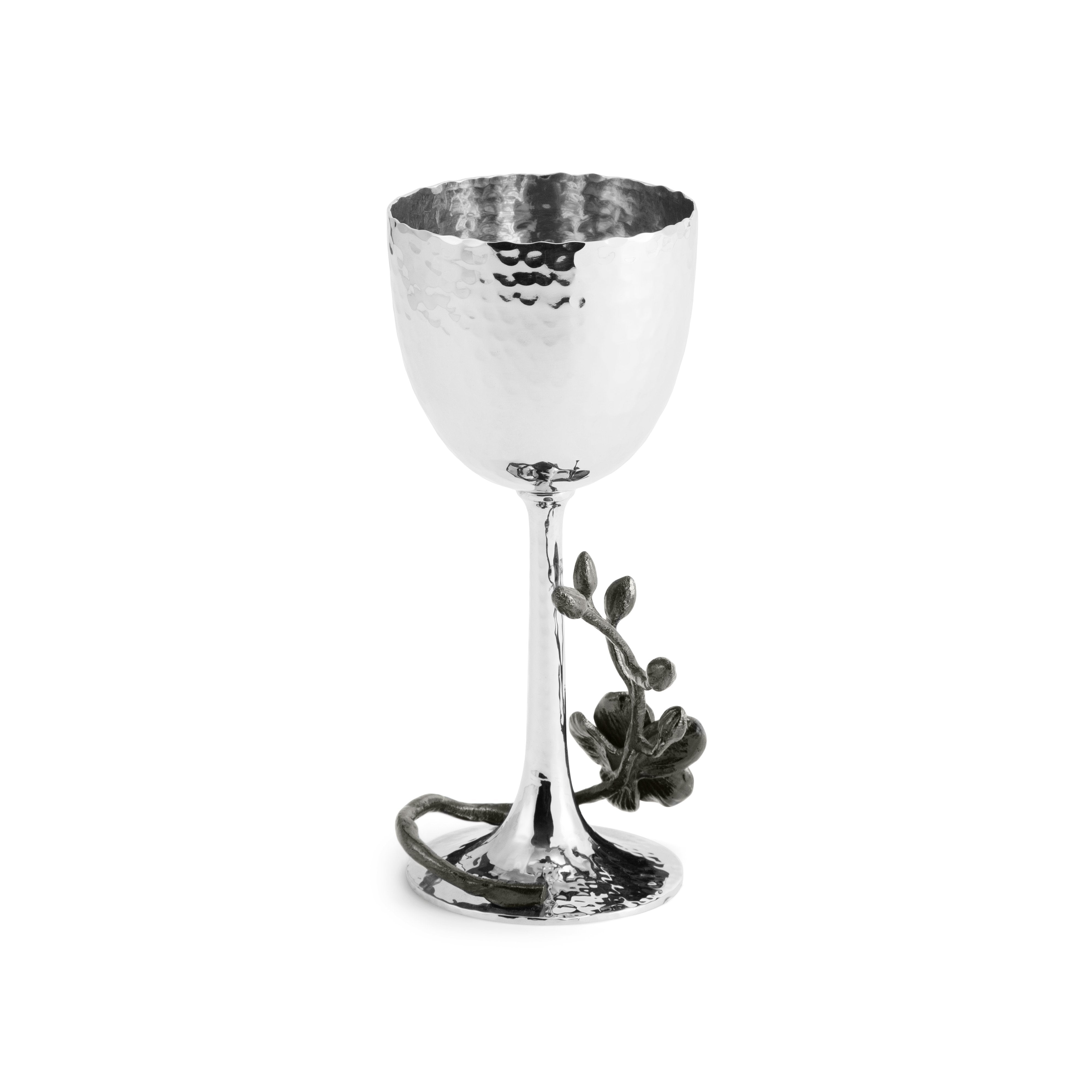 Elegant Black Orchid Kiddush Cup - Handcrafted Jewish Ritual Wine Goblet for Shabbat & Holidays - Perfect for Synagogue, Home Ceremonies & Gift Giving