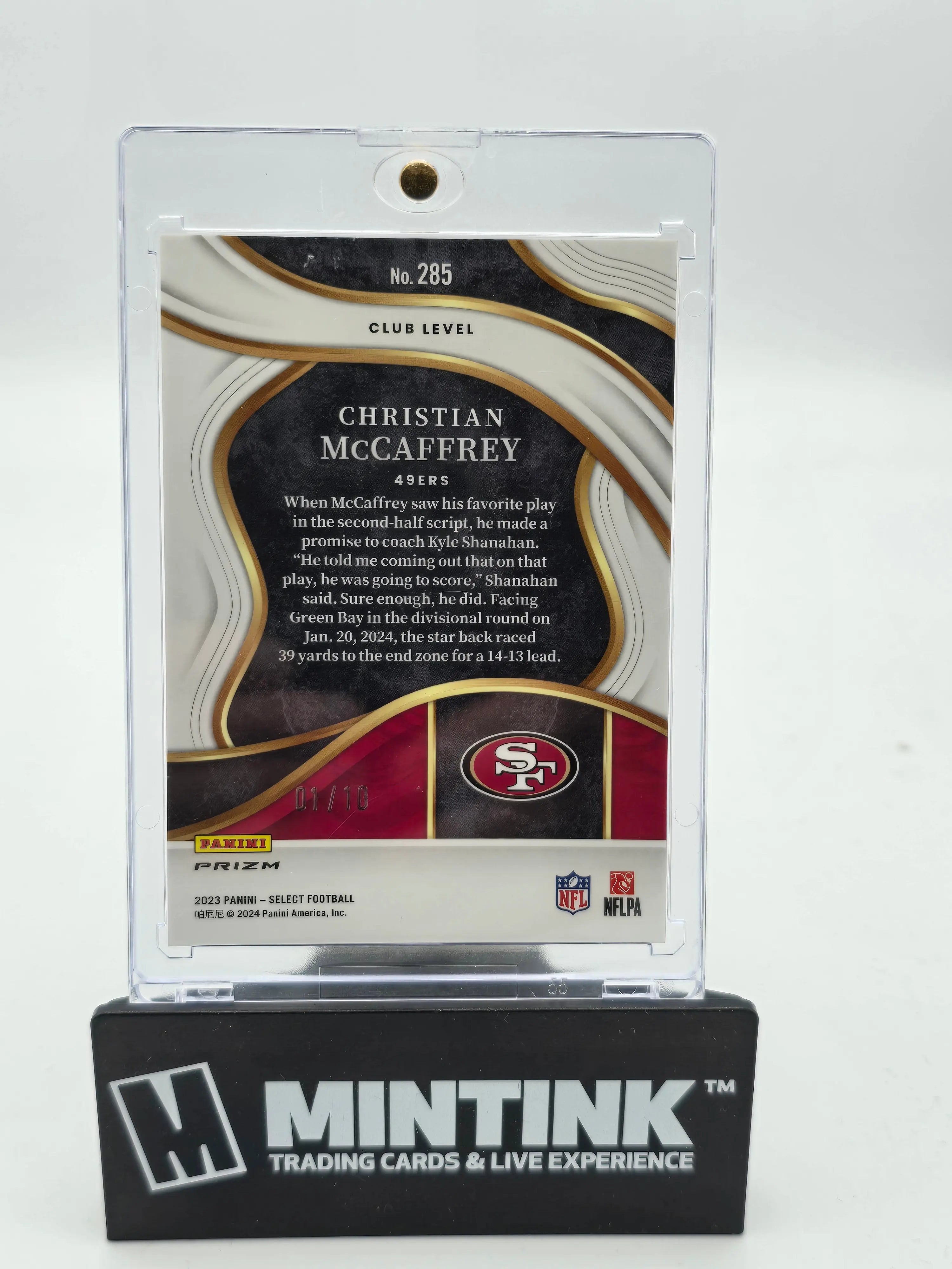 2023 Panini Select Football Christian McCaffrey Gold Disco Prizm 1/10 - Rare NFL Trading Card for Collectors & Fantasy Football Fans - Perfect for Display, Investment & Sports Memorabilia Collections