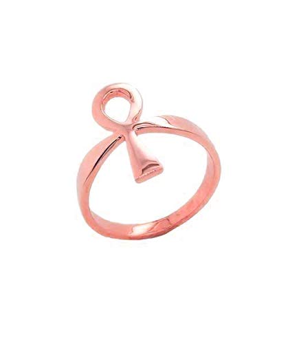 10K Gold Solitaire Ankh Key of Life Ring - Dainty Minimalist Statement Jewelry for Women - Perfect for Everyday Wear, Spiritual Gifts & Boho Fashion Accessories