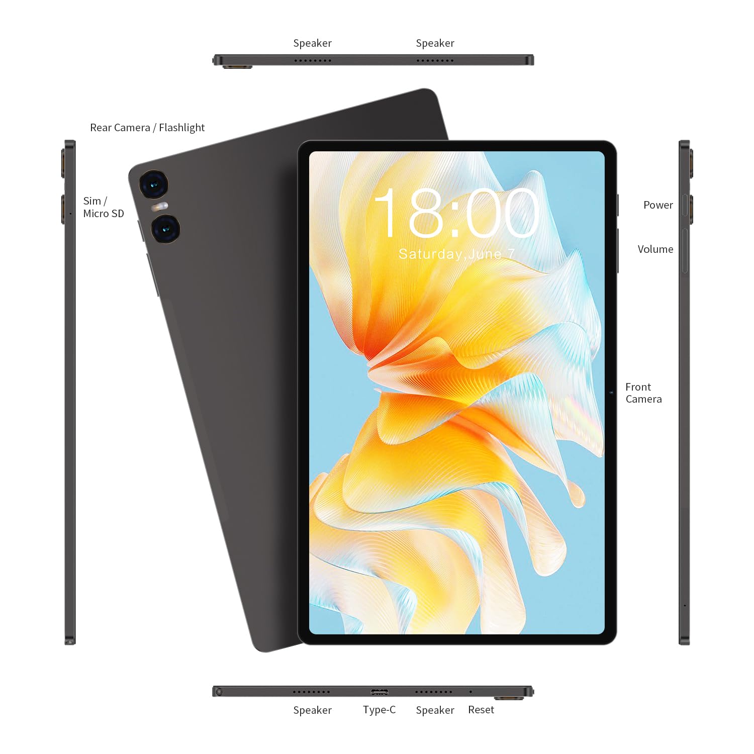 TECLAST T40Air 10.4 Inch Android Tablet - 256GB Storage, Unisoc T616 CPU, 2K FHD Display, 5G WiFi & 4G LTE SIM Support, 13MP Dual Camera - Perfect for Work, Study and Entertainment