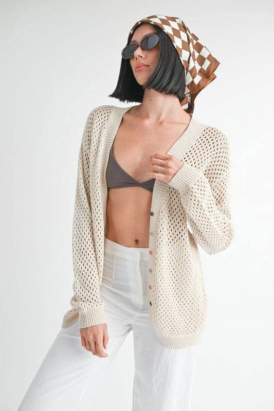 Crochet Button Up Cardigan for Women - Lightweight Summer Cover-Up for Beach, Office & Casual Outfits