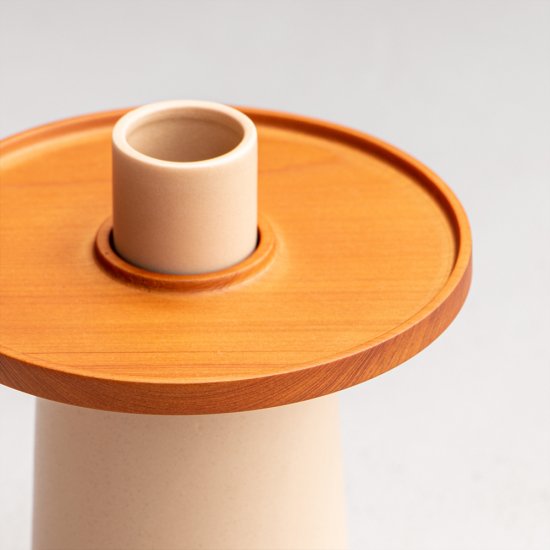 Hanauke Decorative Vase with Wooden Tray - Modern Home Decor for Living Room, Bedroom & Office Centerpiece
