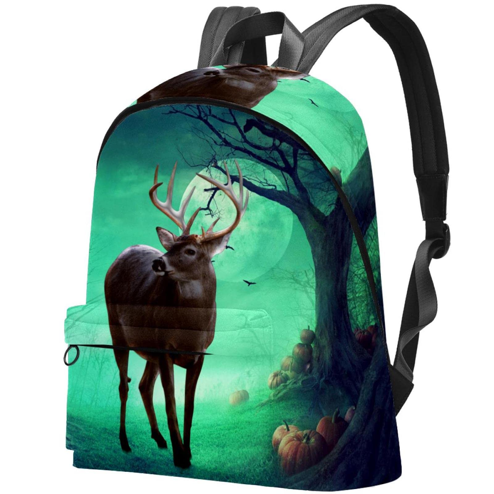 Stylish Canvas Backpack for College & Travel - Deer Tree Forest Print Unisex Backpack for Women & Men | Perfect for School, Commuting & Outdoor Adventures