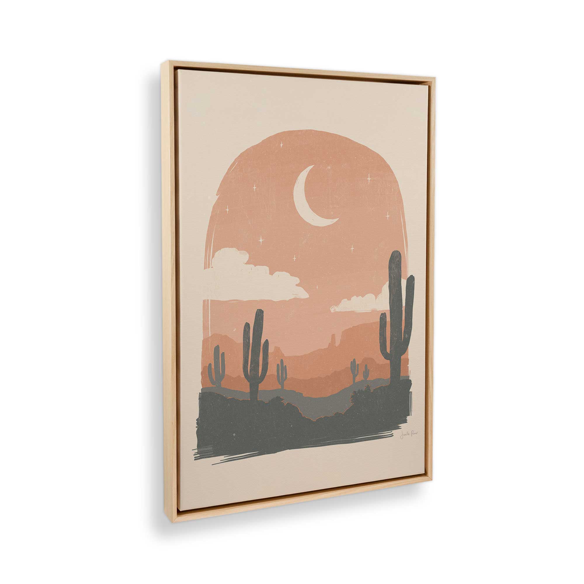 Desert Moon Serenade Canvas Wall Art Print - Nature Landscape Painting for Living Room, Bedroom & Office Decor