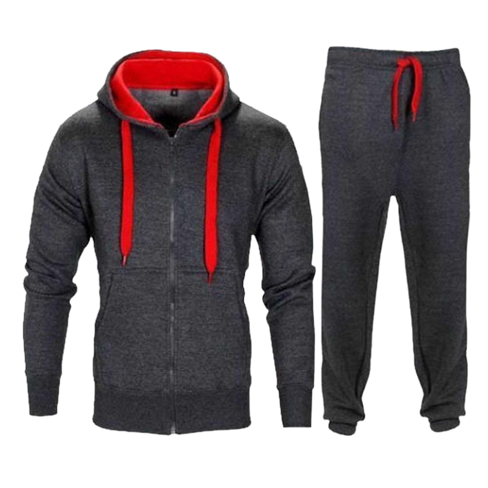 Blandoom Men's Tracksuit Set - Full Zip Hoodie Jacket & Joggers Pants 2-Piece Activewear for Gym, Running, Golf & Casual Wear | Contrast Stitching Athletic Outfit
