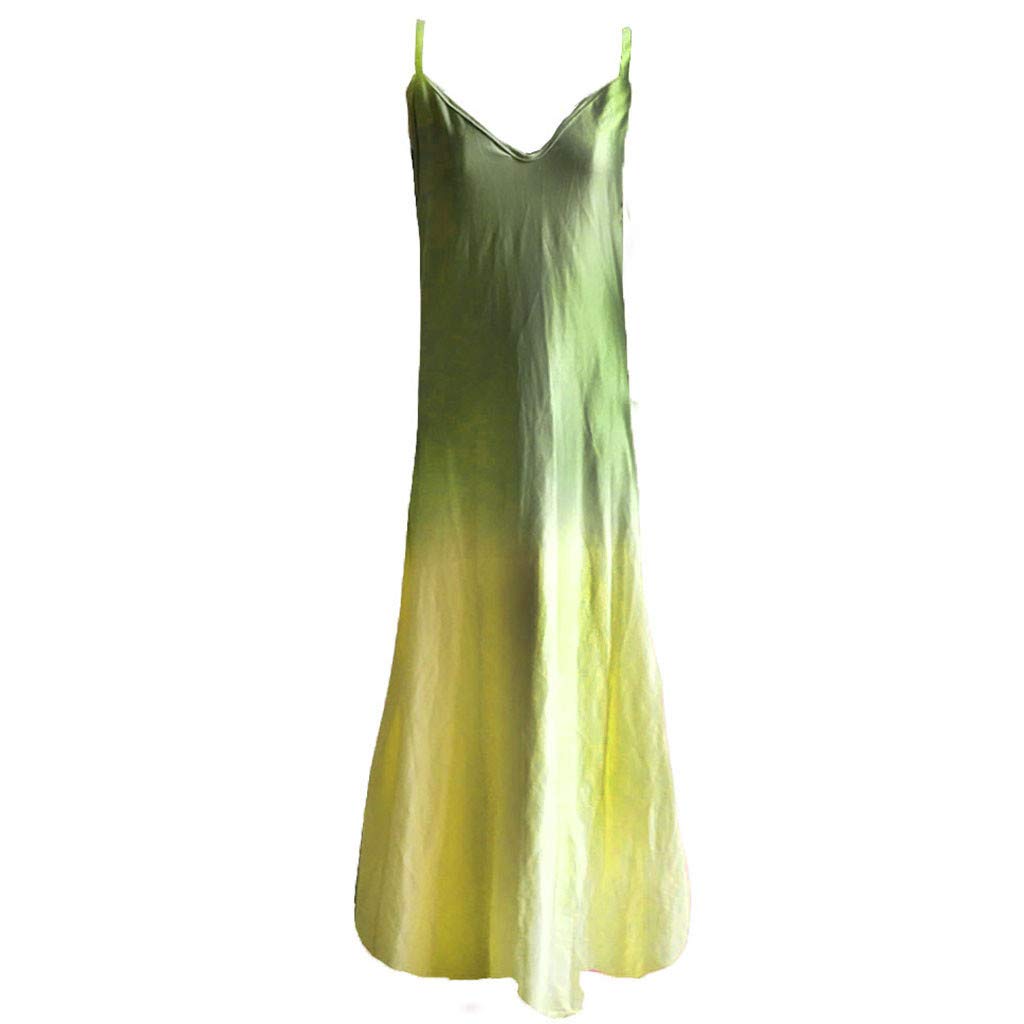 COOKI Women's Casual Sleeveless V-Neck Tie-Dye Maxi Dress - Plus Size Boho Long Dress for Summer, Beach, Vacations & Outdoor Parties