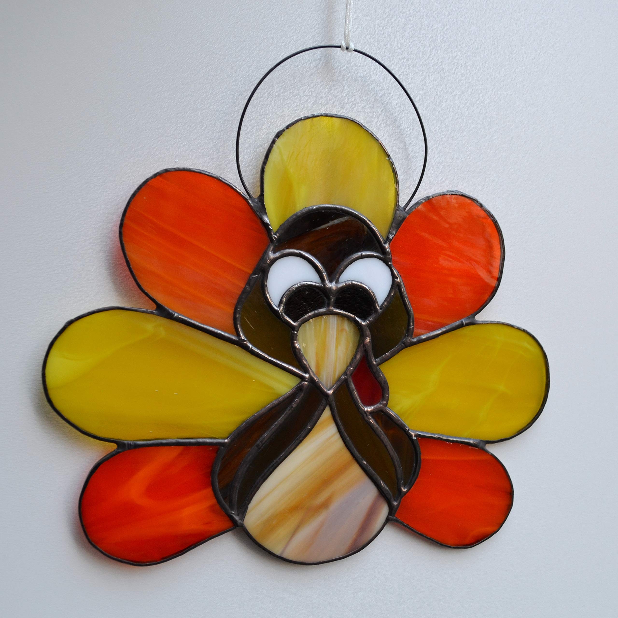 Thanksgiving Turkey Stained Glass Suncatcher - Handmade Window Hanging Decor & Wall Art for Holiday Home Decoration | Perfect for Thanksgiving Decor, Christmas Ornaments, and Seasonal Gift Ideas