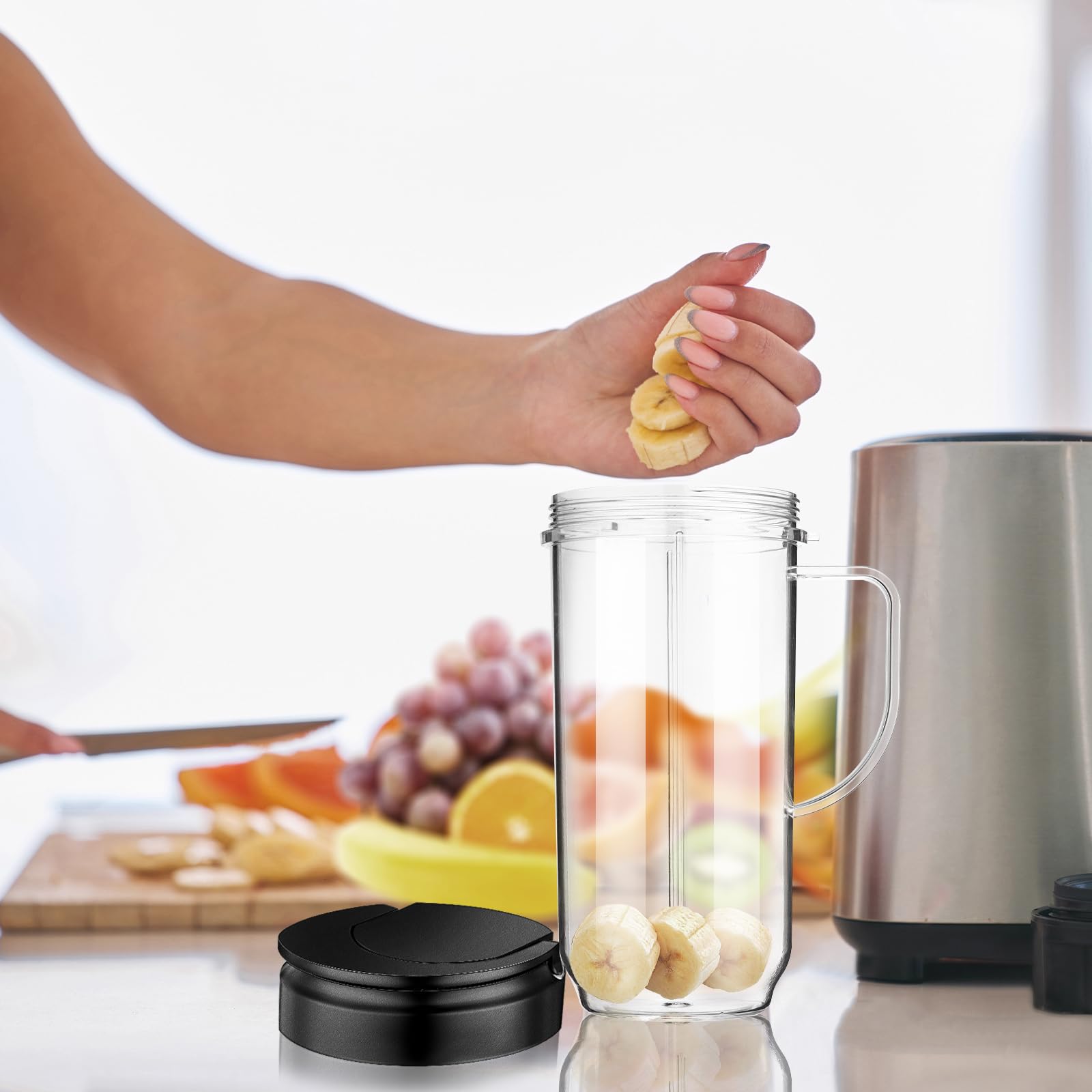 Nuenen 6-Piece Bullet Blender Cup Set - 22oz Large Replacement Cups with Flip Top Lid & Handle - Compatible with Most Bullet Blenders - Perfect for Smoothies, Protein Shakes & Meal Prep - BPA-Free Juicer Mixer Accessories