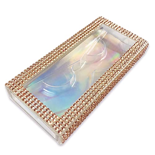 CoMango 12-Piece 3D False Eyelash Storage Box Set with Rhinestone Decor, Glitter Paper & Clear Trays - Rose Gold Empty Lash Organizer for Women & Girls - Perfect for Salon, Travel & Makeup Artist Kit Organization
