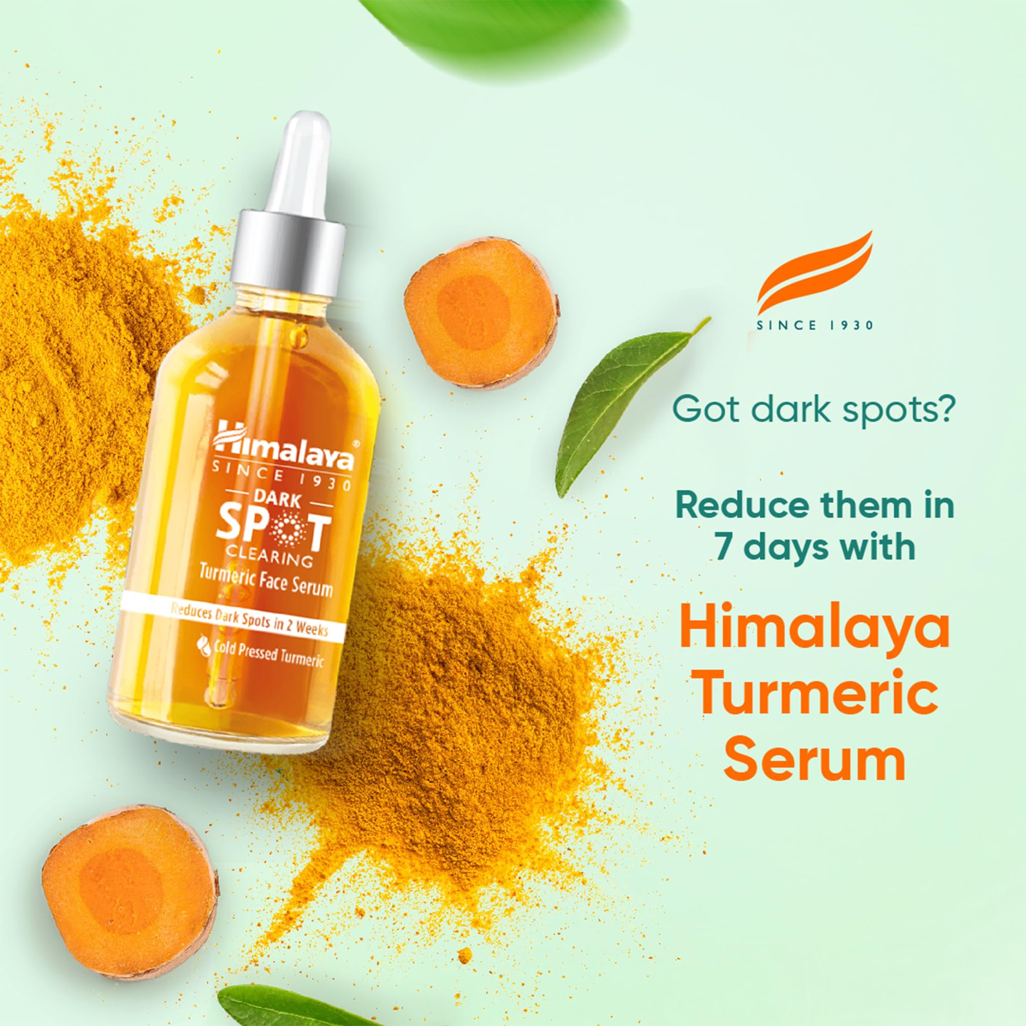 Himalaya Dark Spot Clearing Turmeric Face Serum - 10% Glycolic Acid & 2% Niacinamide - Organic Turmeric Extract for Brighter Skin - Reduces Dark Spots in 7 Days - 30ml - Perfect for Nighttime Skincare Routine & Hyperpigmentation Treatment