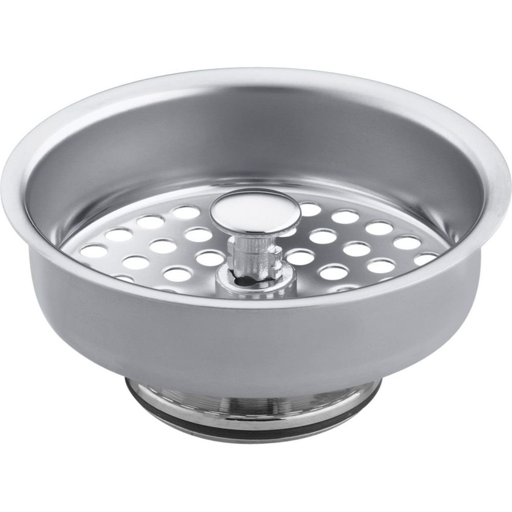 Kohler K8803-CP Stainless Steel Kitchen Sink Strainer Basket - Durable Drain Filter for Food Waste, Hair & Debris - Perfect for Bathroom, Laundry & Utility Sinks