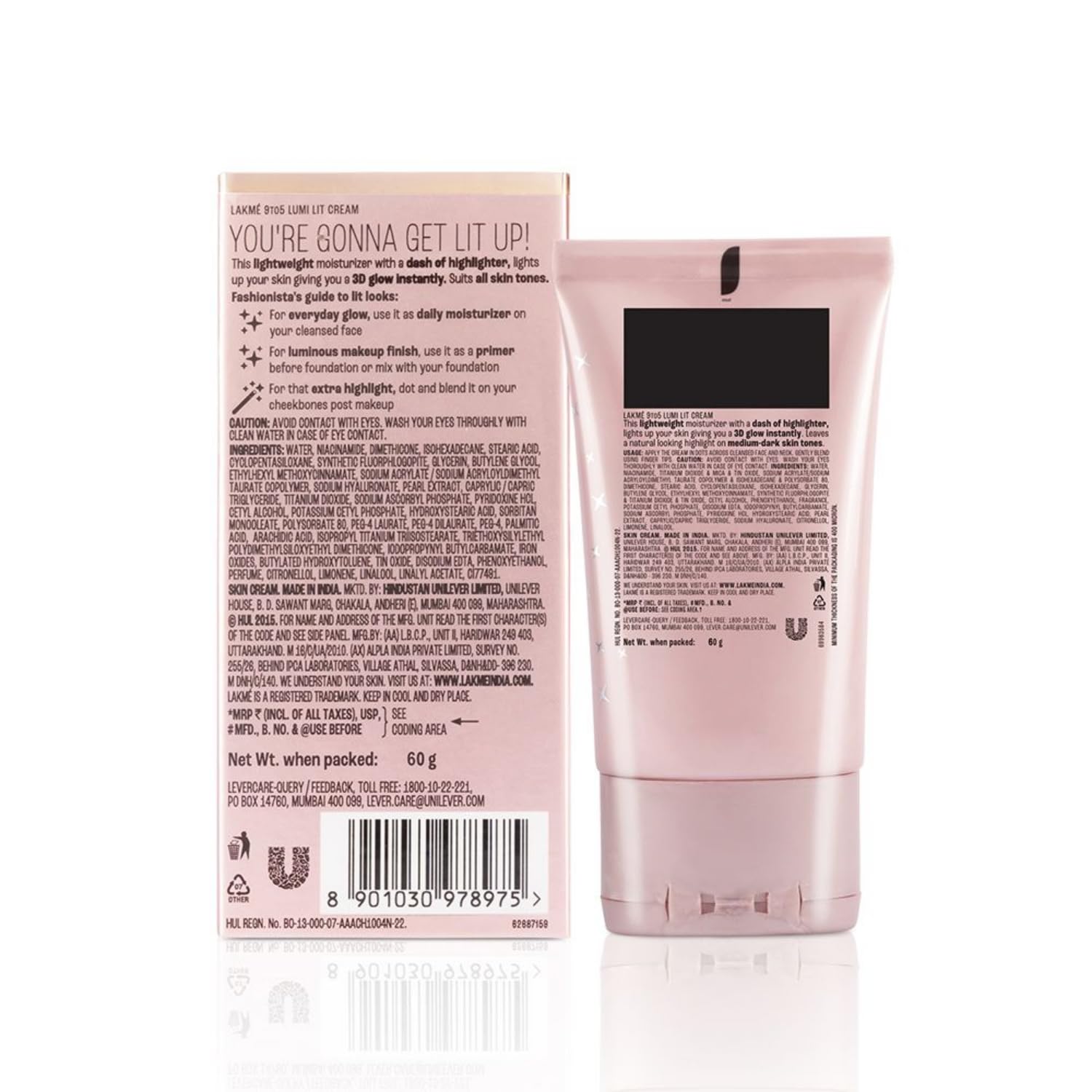 LAKMÉ Lumi Skin Cream Dew Rose 60G - Hydrating Face Moisturizer for Glowing Skin | Day & Night Cream for Dry & Dull Skin | Perfect for Daily Skincare Routine & Makeup Prep