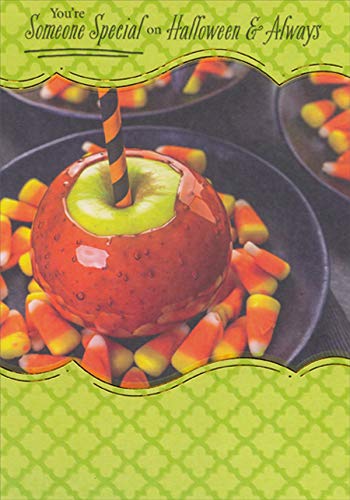 Designer Greetings Halloween Card - Caramel Apple & Candy Corn Dish Design for Special Someone | Perfect for Halloween Parties, Trick-or-Treat Gifts & Spooky Celebrations