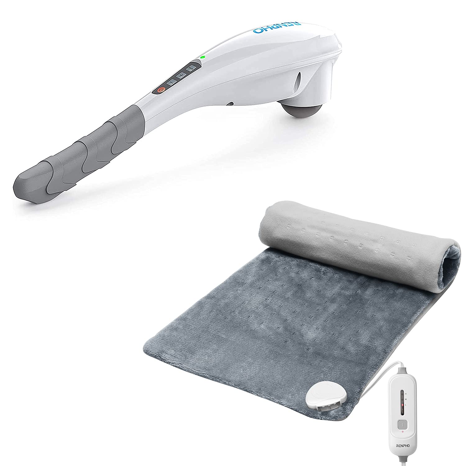 RENPHO Rechargeable Hand Massager with Weighted Heating Pad - Relieve Pain, Stress & Improve Circulation for Office, Home & Travel Use