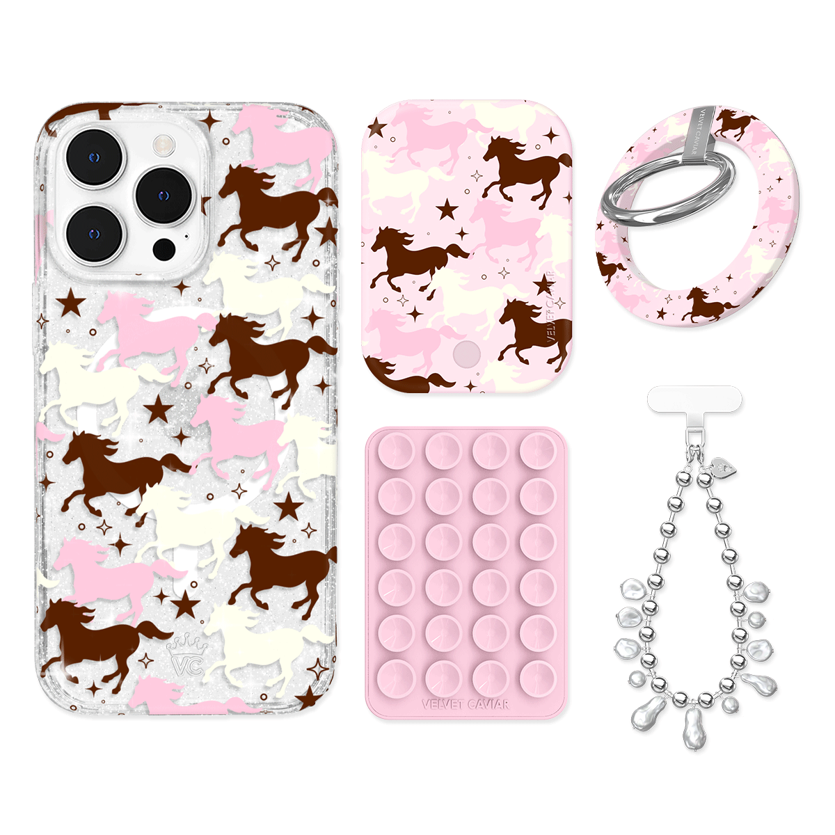 Pink Pony Glitter iPhone Case with Grip - Cute Sparkly Phone Cover for iPhone 13/14/15 Pro Max - Perfect for Girls, Teens, Women | Great for Everyday Use, Parties & Gifts