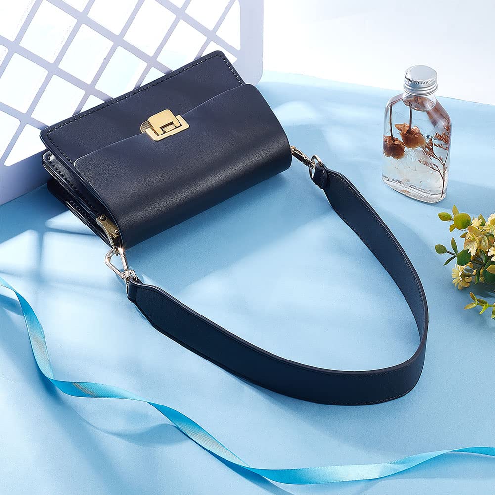 PH PandaHall 24.6 Inch Black Leather Bag Strap - 1.5 Inch Wide Replacement Purse Strap for Women & Men - Adjustable Shoulder Strap with Golden Hardware for Handbags, Crossbody Bags & DIY Projects | Perfect for Daily Use, Work, Travel & Fashion Accessories