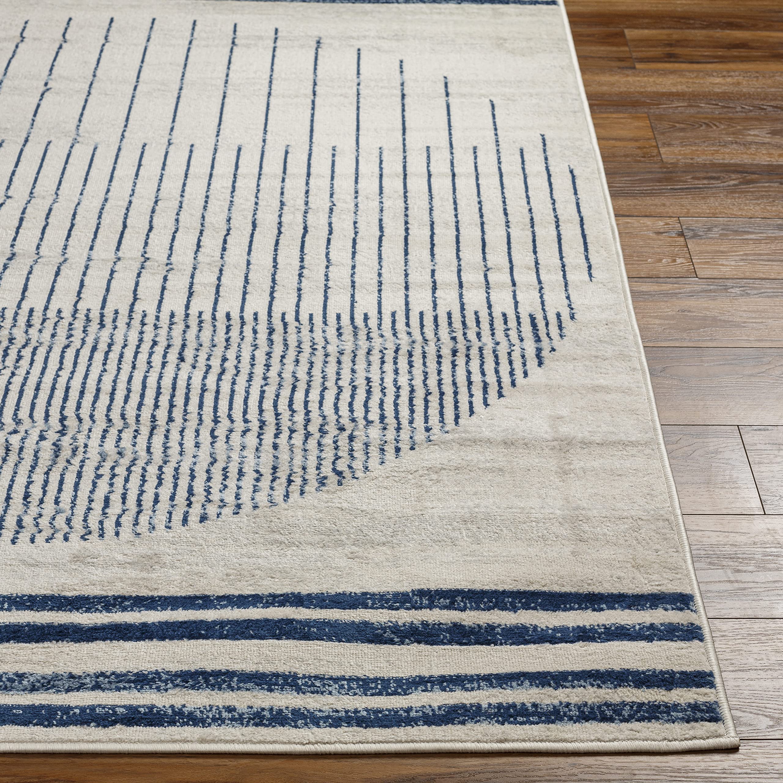 Mark&Day 6x9 Modern Navy Blue Area Rug - Soft Blue Grey Beige Carpet for Living Room, Bedroom, Kitchen - Non-Slip & Durable (6'7