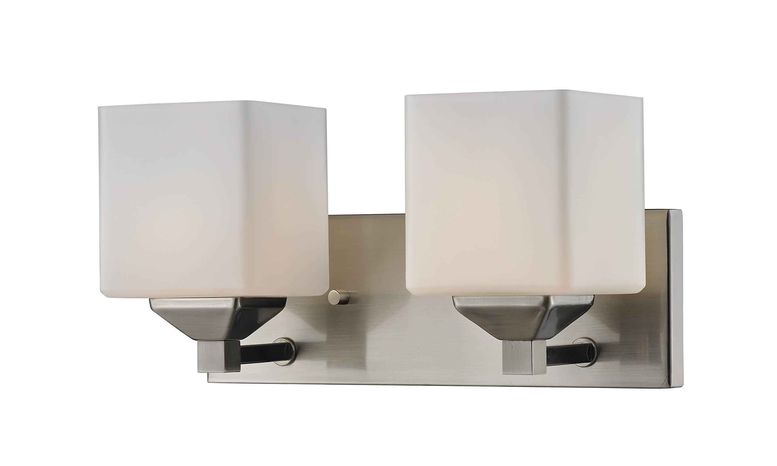 zLite 2 Light Vanity Light Fixture - Modern Bathroom Lighting for Mirror, Makeup Area & Dressing Room - Brushed Nickel Finish - UL Listed
