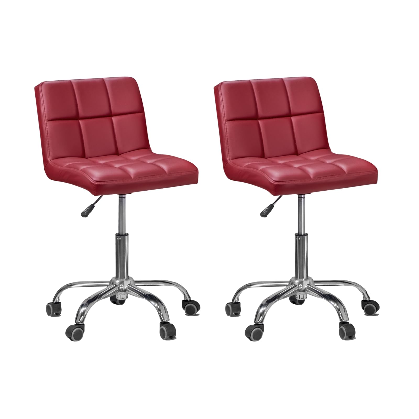 Madison & Park Set of 2 Easy Glide Office Chairs - Red Ergonomic Desk Chairs for Home Office, Study, or Workspace - Smooth Rolling Task Chairs with Adjustable Height - Perfect for Computer Work, Gaming, and Conference Rooms