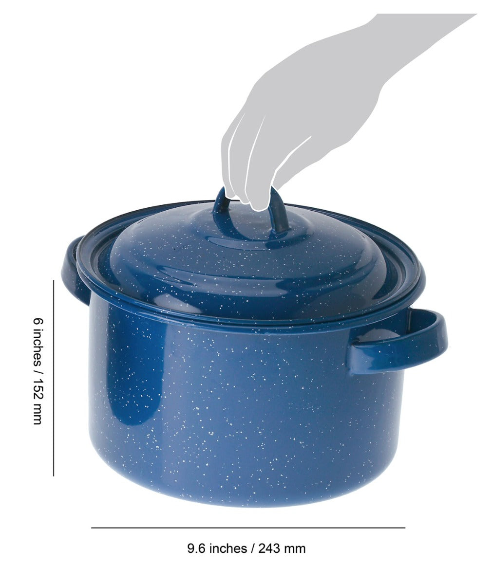 **Stainless Steel Enamel Stock Pot - 8 Quart Large Cooking Pot for Soups, Stews & Pasta - Durable Enamelware for Home, Restaurant & Camping Use**