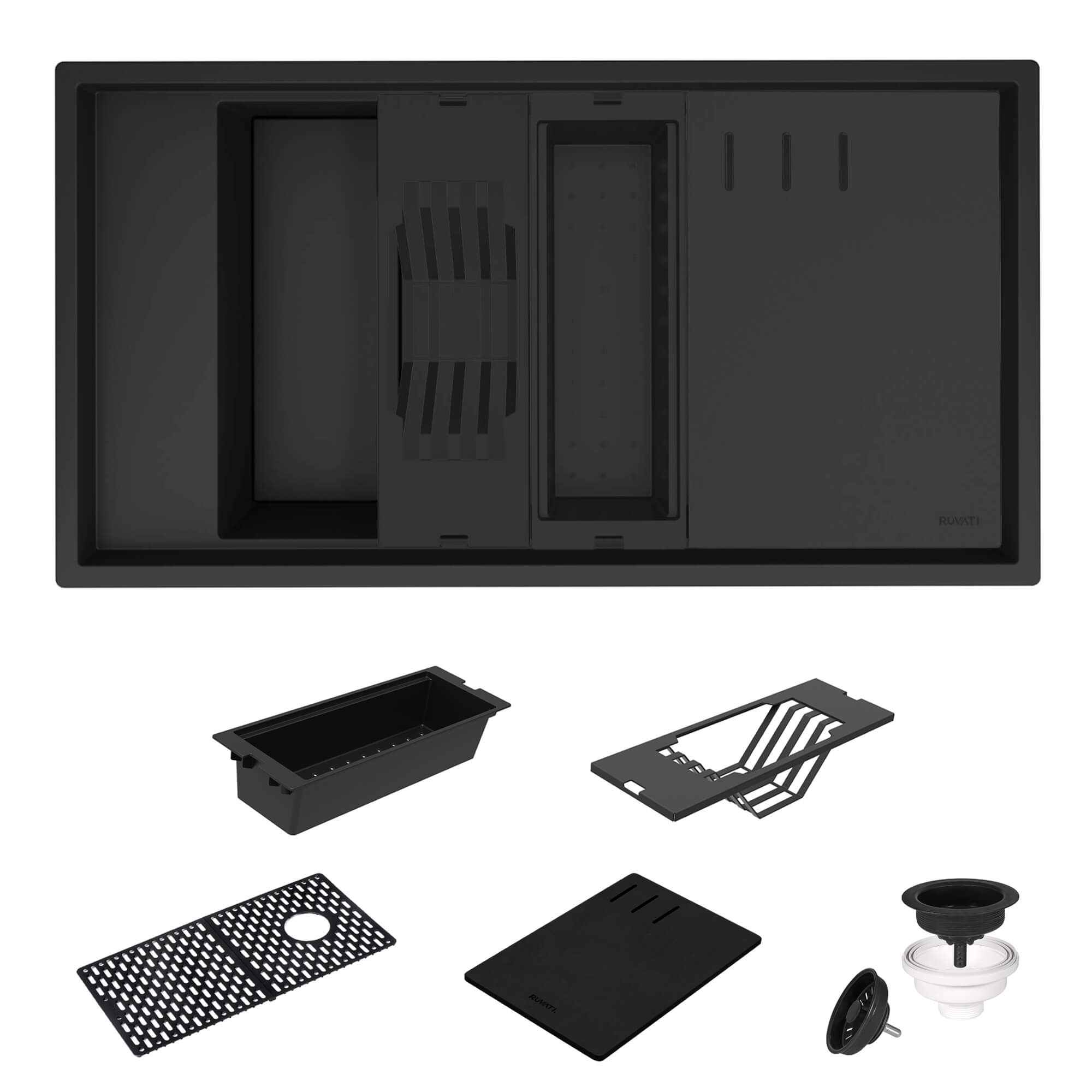 Ruvati RVG1650 18x34 Inch Dual Mount Composite Kitchen Sink - Heavy Duty Workstation Sink for Professional Chefs & Home Cooks | Perfect for Busy Kitchens, Restaurants & Food Prep Areas