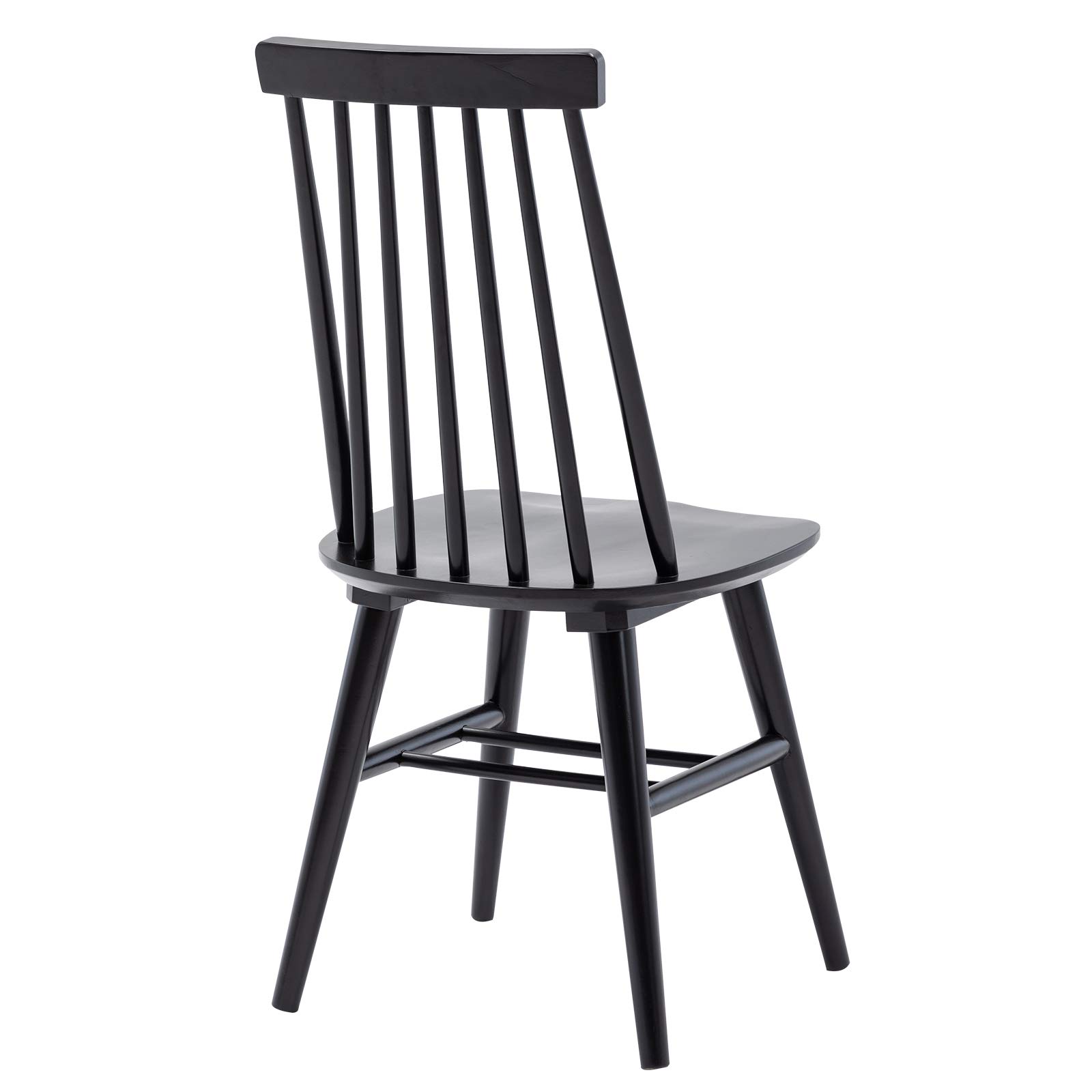 DUHOME 2-Piece Wooden Dining Chairs Set - Windsor Style Slat Back Kitchen Chairs for Dining Room, Black - Perfect for Farmhouse & Modern Home Decor