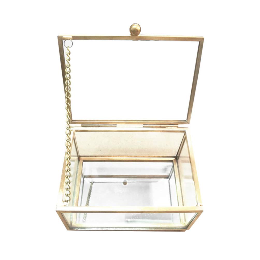 VOSAREA Clear Glass Jewelry Box - Vintage Elegant Lidded Keepsake Storage Display Case for Necklaces, Rings & Earrings - Perfect for Home Decor, Gift Giving & Retail Store Display
