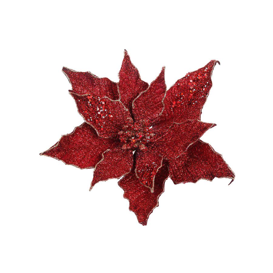 HARMONIER Christmas Tree Decorations 20cm - Red Xmas Flowers (30g) for Holiday Home Decor & Festive Party Decorating