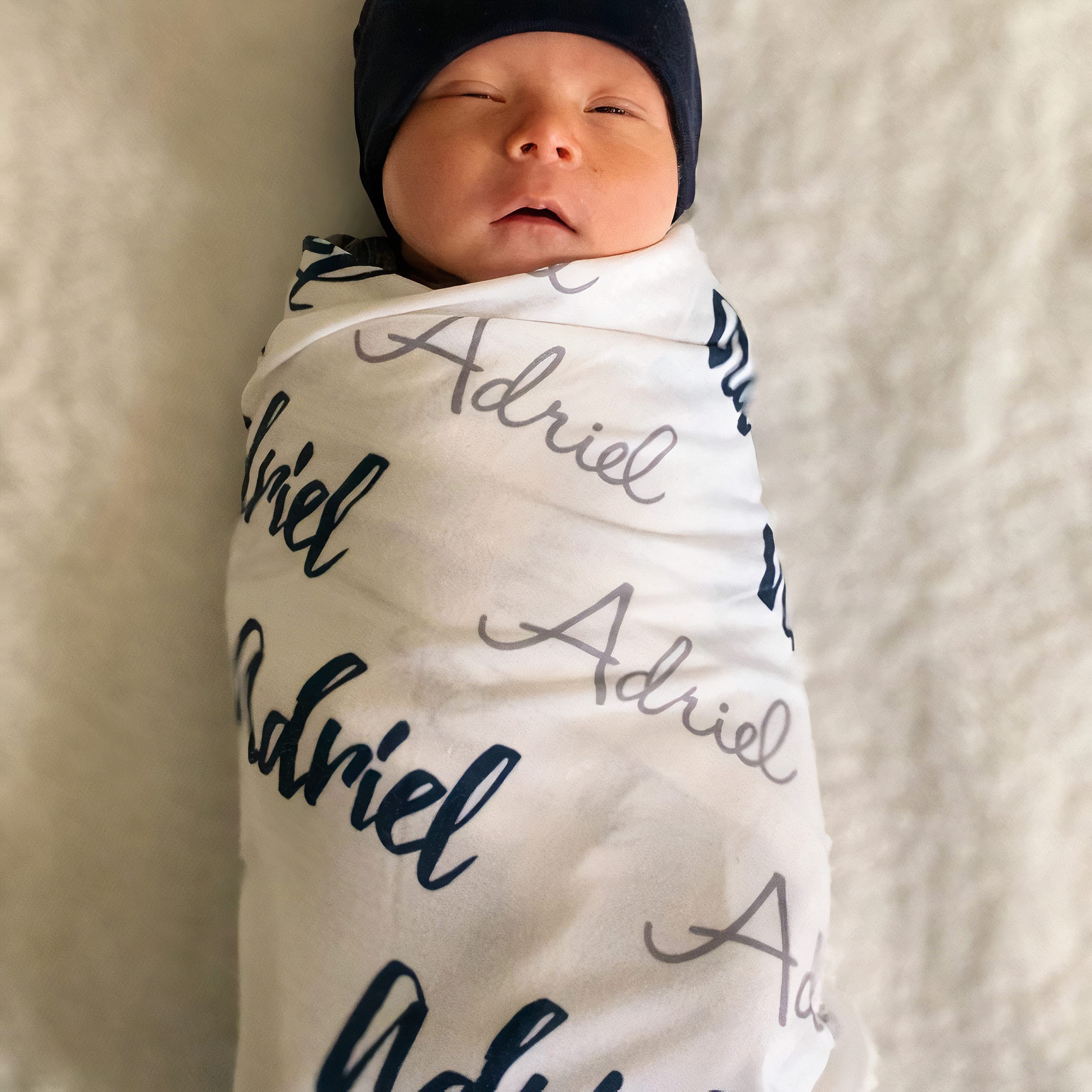 Personalized Baby Blankets for Girls with Custom Name - Soft Newborn Blanket Gift for Baby Girls, Toddlers & Grandkids - Perfect for Nursery, Christening & Birthday Presents (MPDHG1754-MBBlack)