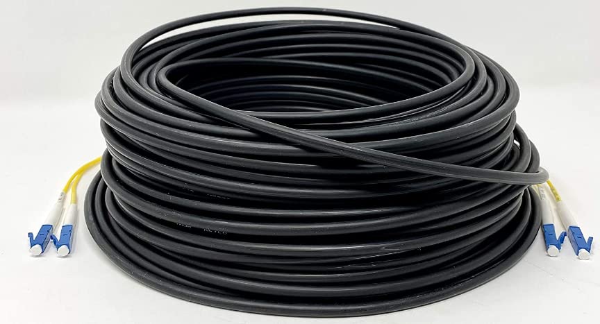 RiteAV Direct Burial Outdoor LC-LC 2-Strand Single Mode Fiber Optic Cable (9/125) 150M (492ft) - High Speed Internet & Network Connection for Underground & Outdoor Installations