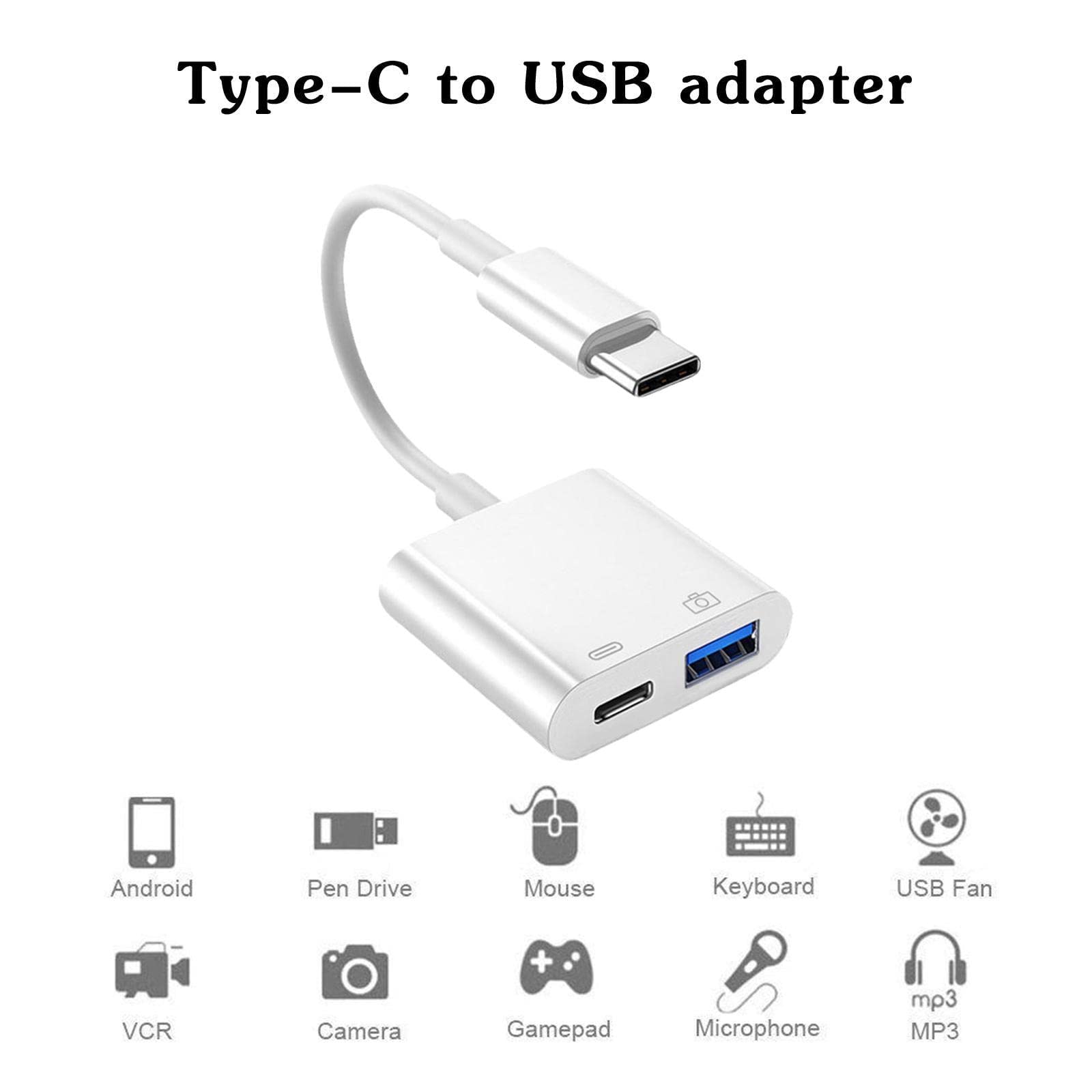 Type-C OTG Adapter USB-C to USB Female Converter - Fast Data Transfer & Charging Cable for Android Phones, Tablets - Perfect for File Sharing, Charging & Connecting USB Devices