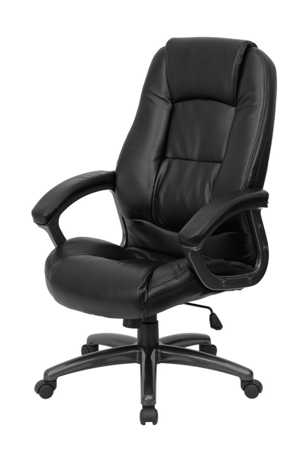 FLASH Jules High Back Black LeatherSoft Executive Swivel Ergonomic Office Chair with Deep Curved Lumbar Support & Adjustable Arms - Perfect for Home Office, Gaming & Workspace Comfort