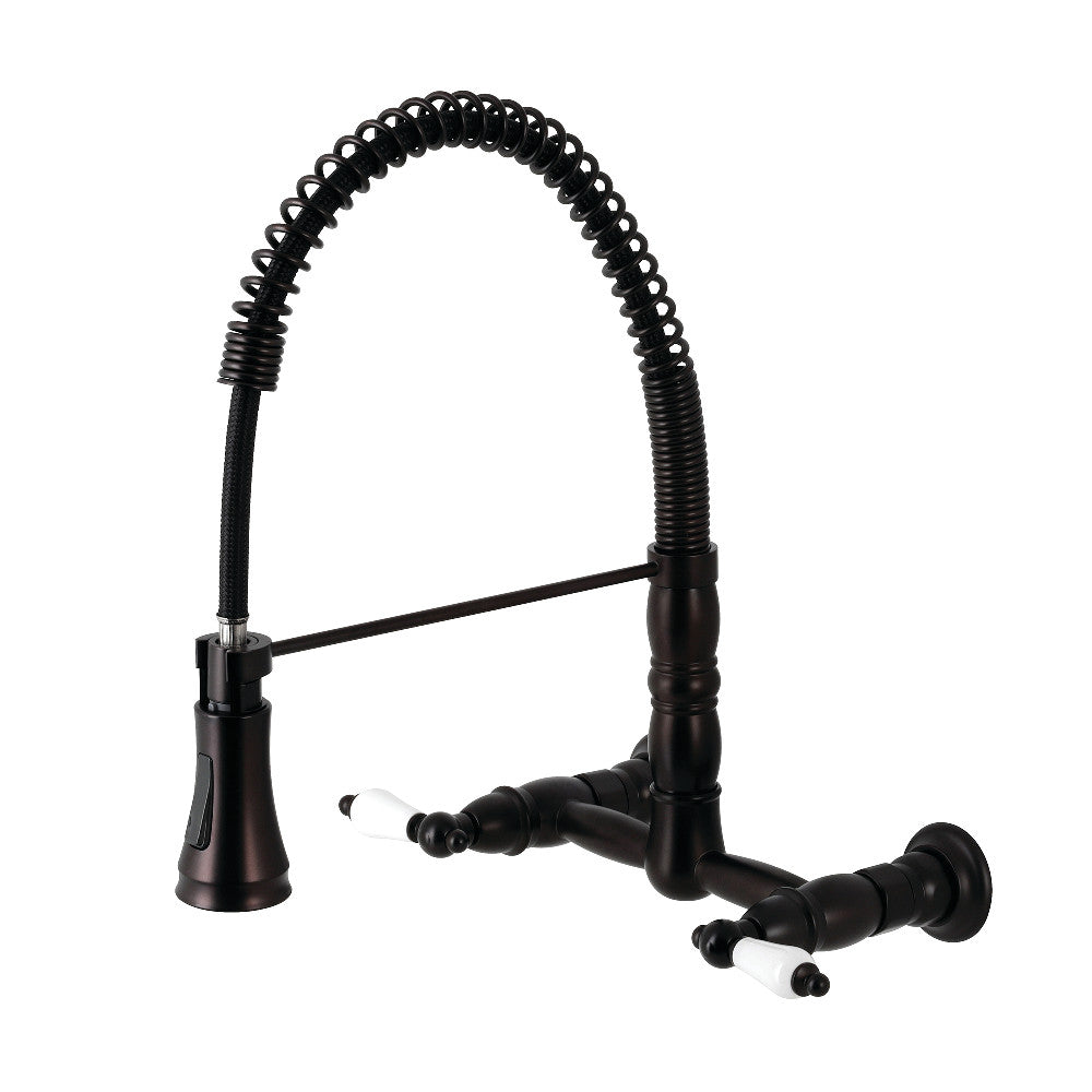 Gourmetier GS1245PL Heritage Two Handle Wall Mount Pull Down Sprayer Kitchen Faucet - Premium Brushed Nickel Finish for Modern Kitchens, Perfect for Washing Dishes & Filling Pots